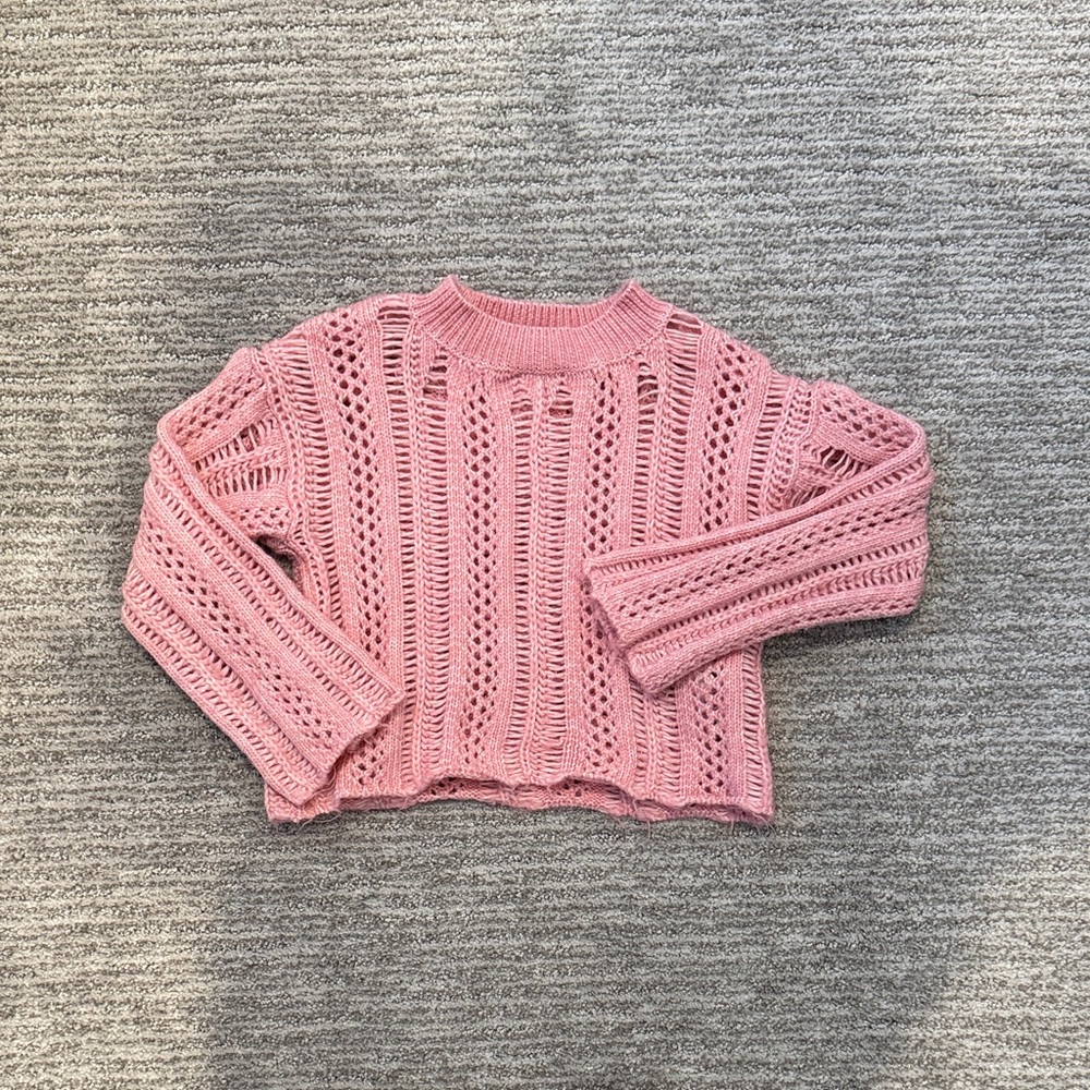 Zara Pink Knit cropped Sweater